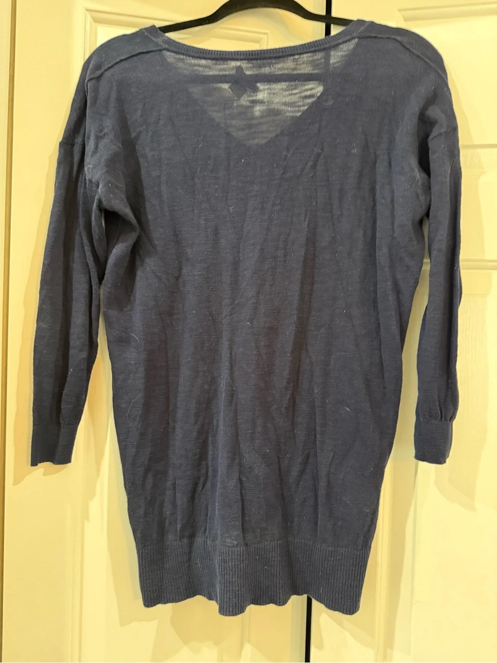 J. Crew Navy V-Neck Cotton Blend Sweater